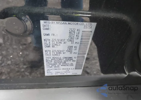 2014 Nissan Rogue S z USA, uszkodzony, nr VIN 5N1AT2MV3EC809412